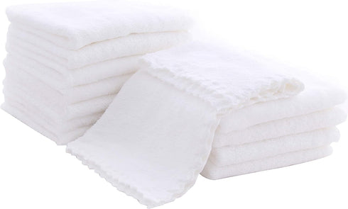 12 Pack Baby Washcloths - Extra Absorbent and Soft Wash Clothes for Newborns, Infants, and Toddlers (White)