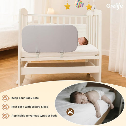 33" Grelife Portable Travel Bed Rail for Toddlers (Compact), Fast Install, Adjustable Height, Tall Toddler Bed Rails