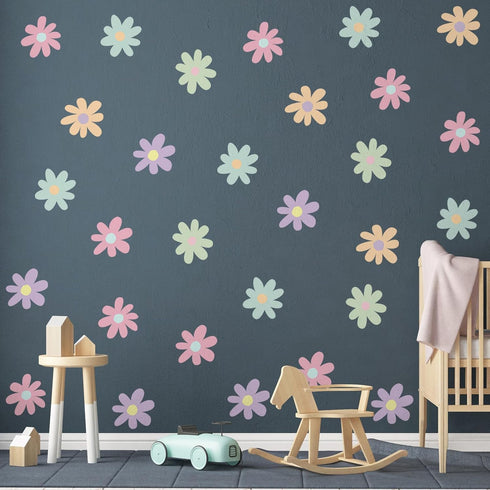 BBTO Daisy Wall Decal Flower Vinyl Wall Decals Daisy Stickers Floral Decals Peel and Stick for Nursery Art Bedroom