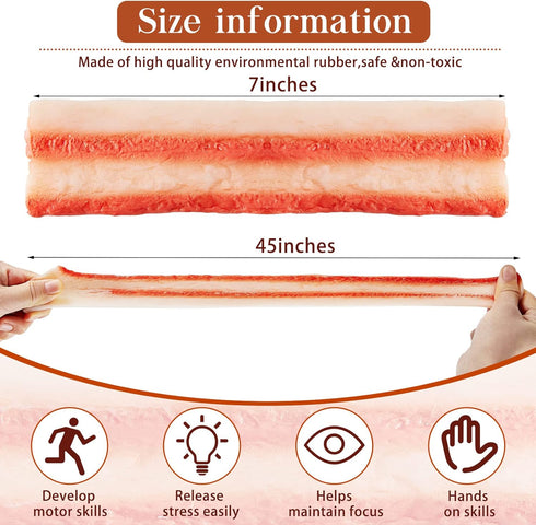6 Pack Lewtemi Fake Bacon Toy Fidget Stretchy Sensory Toy Food Bacon Fidgets Play Bacon Toys for Kids Stress Anxiety