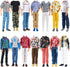 15pcs Pack 5pcs 5pcs +5 12inches E-TING Fashion Clothes = Casual Outfit + Pants Pairs Shoes for Boy Doll Random Style