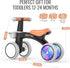 1 12-24 Umatoll Colorful Lighting Baby Balance Bike Toys for Year Old Boys Gifts, Adjustable Seat Baby Walker, One Year