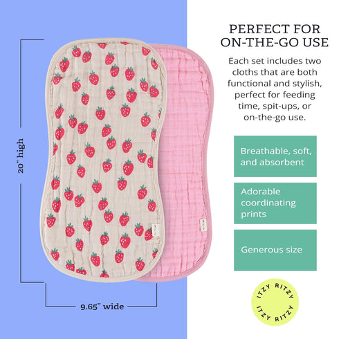 Set 2 100% Itzy Ritzy of Baby Burp Cloths Ultra-Soft Absorbent Burping Cloths for Babies - Made of Cotton Muslin