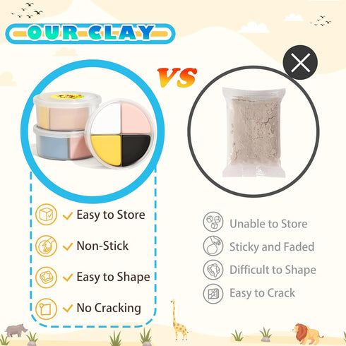 '-12 Set,Ultra Air Dry Clay Kits Boxes Modeling Magic Clay for Kids,Animal Theme Molding Clay Art Crafts DIY Light