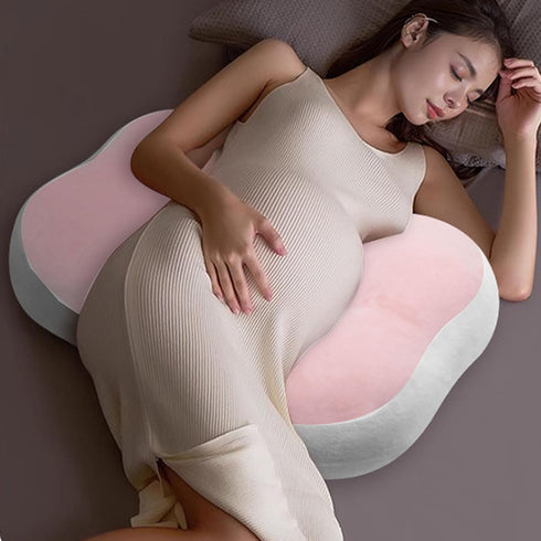 NOENNULL W Shaped Pillow for Women Cotton Adjustable Belly Support Maternity Wedge Pillow for Side Sleepers (Pink)