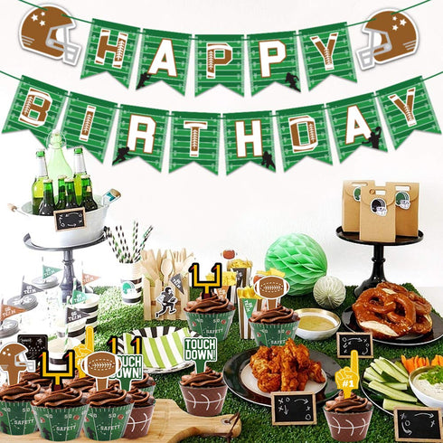 24 Packs Football Cupcake Toppers and Wrappers for Birthday Sports Game Day Sunday Party Decoration Supplies