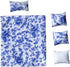 Dollhouse Bedding, 5 Piece Set with Comforter & Pillows, Blanket, Realistic Bedroom Accessories for 6 inch Dolls, 1/12 Scale, Blue Flowers and White Cover by Inusitus