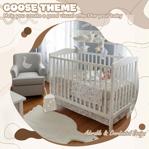 Hahafelt 4 Set Set Pieces Crib Bedding for Girls and Boys, Soft Baby Bedding Including Crib Skirt, Comforter, Sheet