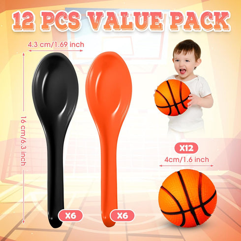 12 Pack Basketball Theme Party Game Spoon Relay Race Toy Set for Kids and Adults