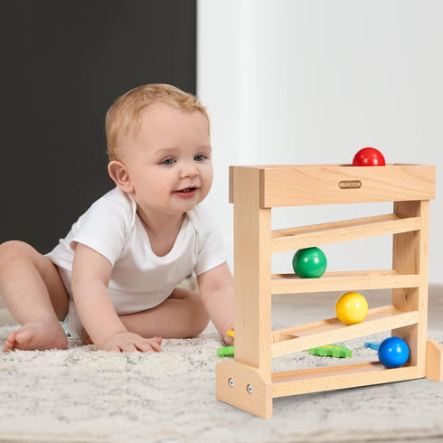 1-3 Montessori Ball Drop Toy, Wooden Ball Tracker, Early Developmental Pound Toys for Toddlers for Year Old, Boys Girls
