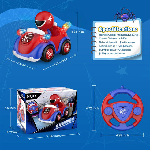 3-7 NQD Remote Control Car for Toddlers, RC Cars with Music and Lights, ABS Material RC Cartoon Race Car Toys for Kids