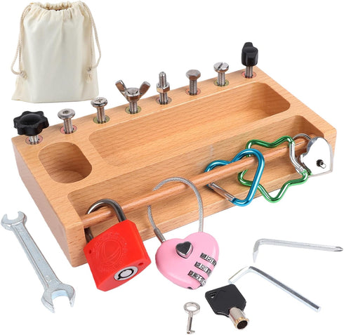 Montessori Screwdriver Board Set Lock and Key Toys Kids Tools Nuts and