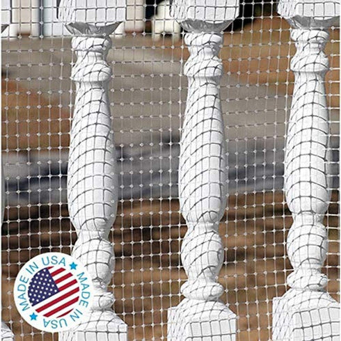 KidKusion Deck Guard, 30' L x 38" H, Clear Safety Net for Outdoor Balcony and Stairway