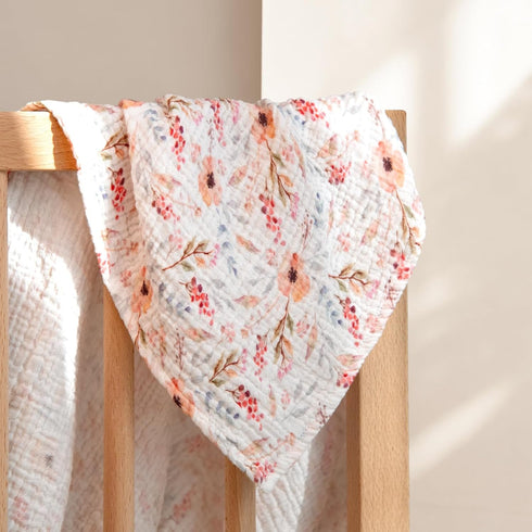 Set lulumoon Muslin Swaddle Blankets for Baby: Soft Cotton Newborn Receiving Blankets - Floral Print Nursery Gift