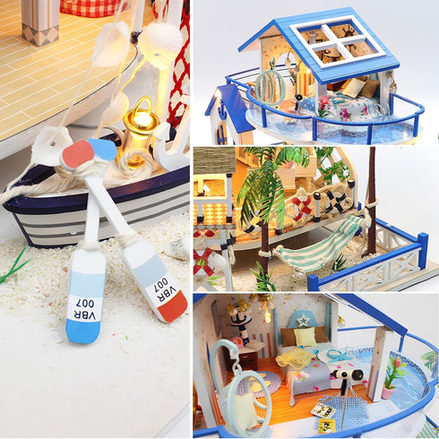 Miniature House Kit, DIY Doll House Kit, Mini House for Adults, Beach House