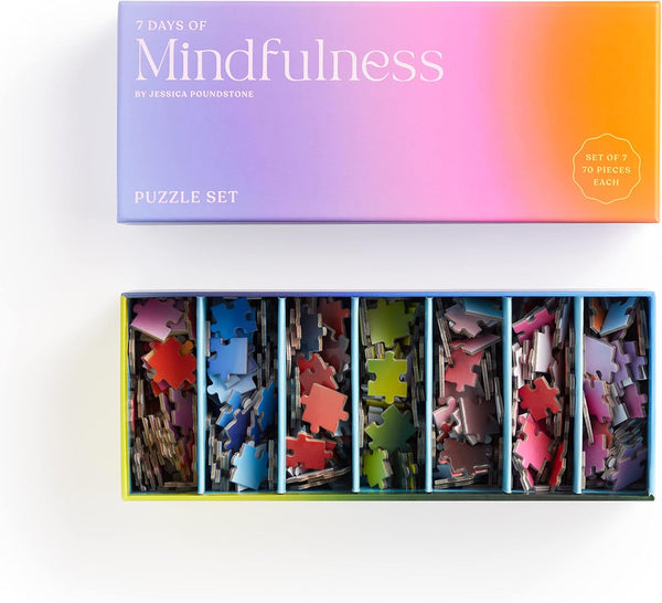 Galison 7 Days of Mindfulness Puzzle Set – 7 Puzzles, 70 Pieces Each for Meditation and Restoration