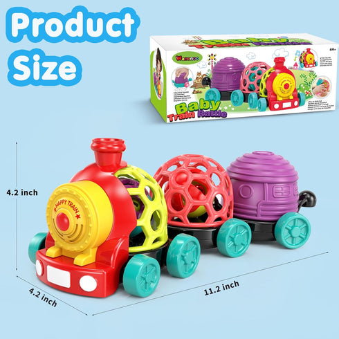 Baby Toys Train, Infant Toys 6-12 Months, Soft Ball Rattles and Musical Push Car Truck for Toddlers