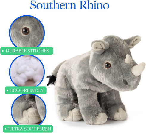 12 inches The Petting Zoo Rhino Stuffed Animal, Gifts for Kids, Wild Onez Zoo Animals, Southern Rhino Plush Toy