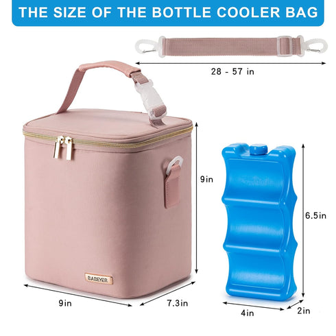 Pack 6 9 Breast Milk Cooler Bag with Ice Fits Baby Bottles Up to Ounce, Baby Bottle Bag with Shoulder Strap for Nursing