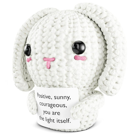 Soft Handcrafted Crochet Bunny Plush - Rabbit With Positive Message Card, Stuffed