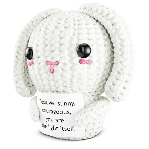 Soft Handcrafted Crochet Bunny Plush - Rabbit With Positive Message Card, Stuffed