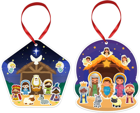 24PCS FLYAB Make a Nativity Scene Stickers Ornament Craft Kit Christian DIY Nativity Stickers for Kids Religious Party