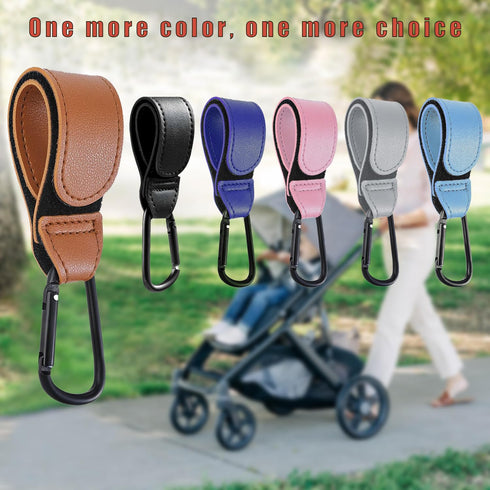 DEIHAALEN 4 Mommy Pcs Leather Stroller Hook, Stroller Clip, Stroller Accessories Organizer Hook, Metal Hook