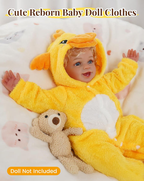 17-20 Inch BABESIDE Reborn Baby Doll Clothes for Dolls Accessories,Cute Yellow Duck Baby Doll Clothes with Hat