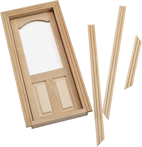 AUEAR 1:12 Dollhouse Miniature Furniture Unpainted Wooden Doors for DIY Scene Craft (2 Panel Style A)