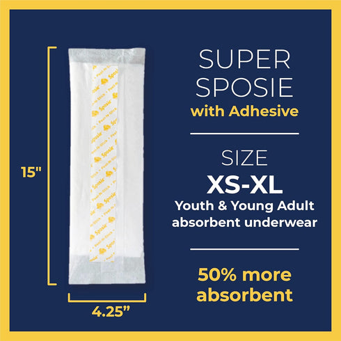 5+, Super Sposie Booster Pads, Max Absorbency for Nighttime Diapers, Use with Overnight Diapers Size Incontinence