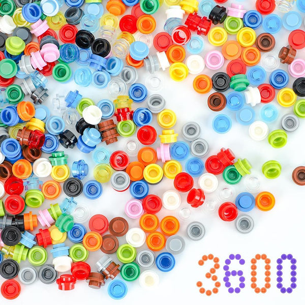 3600PCS Pixel Bricks, 1X1 18 Colors Classic Round Plates Building Blocks Parts, Pixel Arts Dots Bulk Studs Accessories