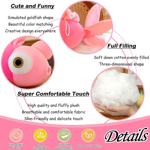 13.78" Pink Goldfish Stuffed Animal, Cute Plush Fish Toy for Boys and Girls
