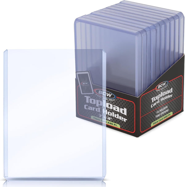 BCW Supplies 240 Pt. Thick Card Topload Holder, 10 Count Pack