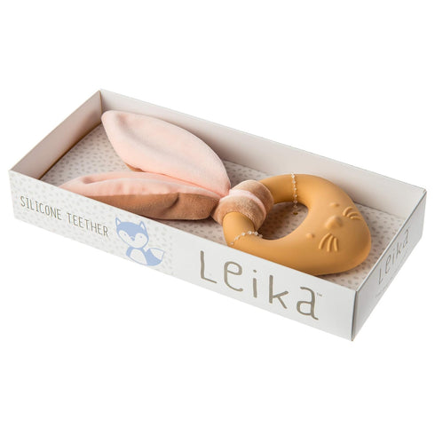 0-12 9-Inches, Mary Meyer Teething Toys Leika Silicone Baby Teether for Babies Months, Little Bunny