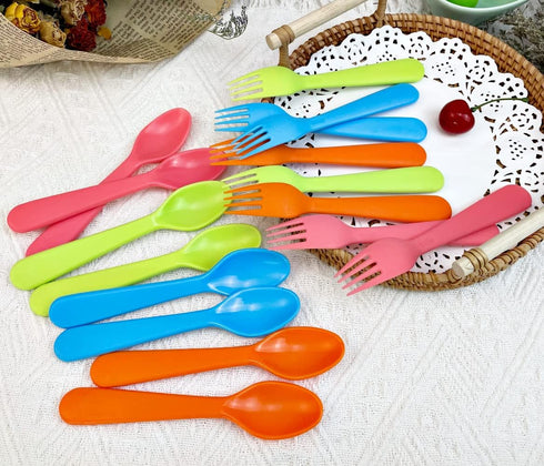 20 Pcs Kids Plastic Utensils Forks and Spoons Set, Reusable Toddler Silverware Cutlery Set, BPA Free