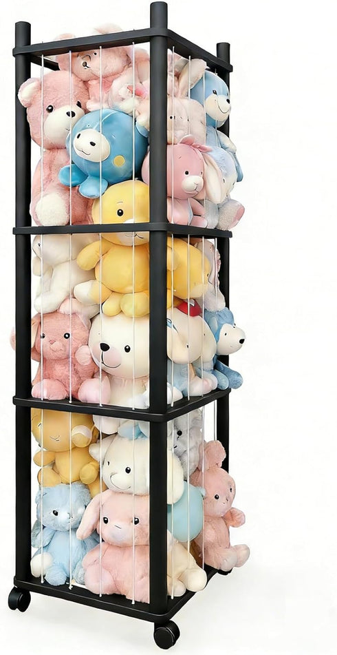 Wooden Stuffed Animal Zoo Storage - Sturdy Solid Wood Toy Organizer with