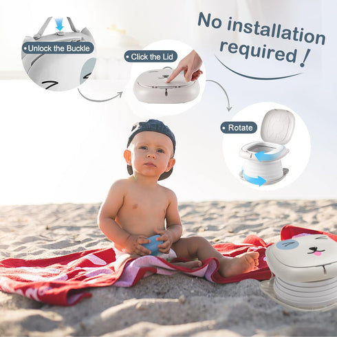 YZNlife Travel Potty for Toddler Portable Foldable Potty Training Toilet for Boys Girls Baby Kids Children Indoor