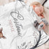 Kryvoxc Personalized Baby Blankets with Name, Fox Deer Bunny Design Double Layer Receiving Swaddle Blanket with Dotted