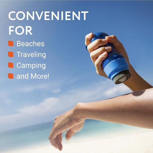 1 Pack, 6 oz Sunscreen Applicator - Refillable Sunscreen Roller & Replacement Sponge Heads - Roller Bottle Lotion