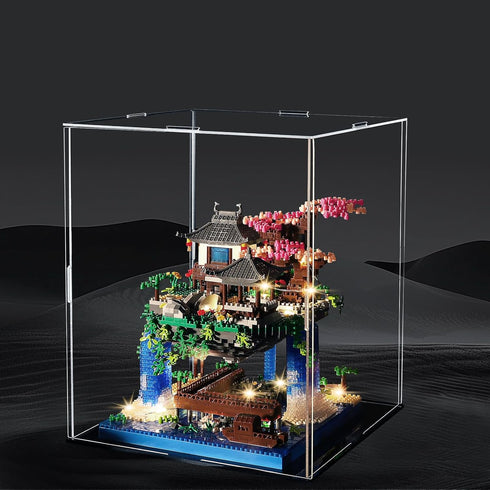 LQPFBSM Sets 2500 Cherry Blossom Treehouse Micro Mini Building Block with Acrylic Display Box Japanese Bonsai Tree