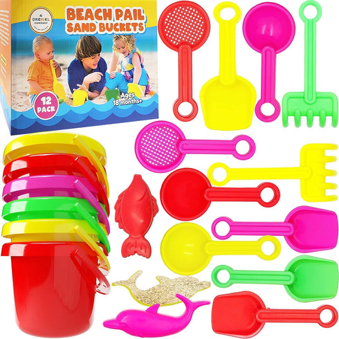 The Dreidel Company Mini Beach Day Playsets, 3.25" Sand Bucket Play Set