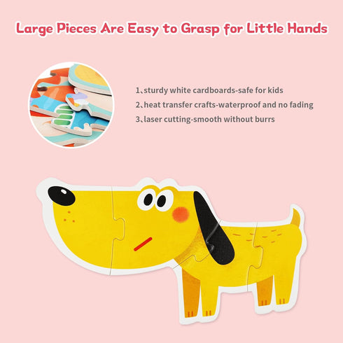 TOI Large Piece Toddler Jigsaw Puzzles, Animal Shaped Big Puzzles for Kids 2-3 Years, Preschool Learning, Farm Animals