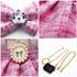 NOFEZA 17cm 17cm 4 Doll Clothes, Dolls Outfit and Accessories with Plaid Dress, Crown Bow, Pearl Chain, Mini Purse