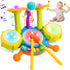 Kids Drum Set for Toddlers 1-3, Musical Baby Toys for 1 Year Old Boy, Learning Toys with Microphone and Light