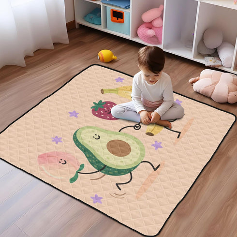 tplaotee 50'' 50''alfombras Fruit Food Dance Funny Soft Padded Baby Care Play mat for Floor Non-Toxic Foldable Playroom