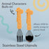 Nuby Animal Friends Silicone and Stainless Steel Fork and Spoon Set, 12+ Months, Yellow Giraffe