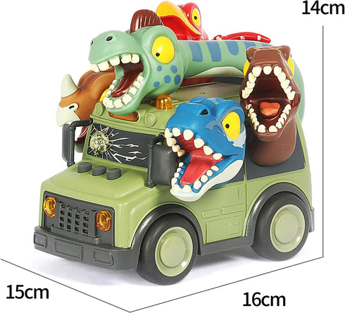 DINOBROS Dinosaur School Bus Toy with Lights & Sounds - Friction Powered Fun