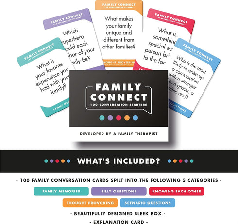 100 Family Conversation Cards, Fun Games for Kids & Adults, Strengthen Relationships for Game Night