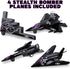 ArtCreativity 4 Pcs Diecast Stealth Bomber Toy Jets, B-2 Spirit Bombers, Pullback Mechanism, Military Cake Decorations