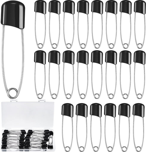 50 Pieces Diaper Pins Safety 2.2 Inch Plastic Head Cloth Diaper Nappy Pins with Locking Closures, Black Velvet Bag